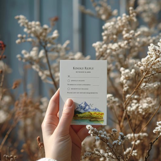 ブルーマウン素朴テン結婚の応答カード 出欠カード