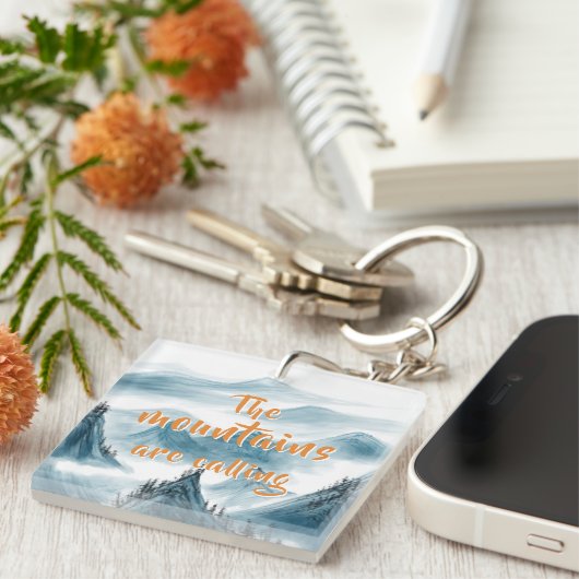 ブルーマウン芸術的ズ絵画自然愛好家 キーホルダー (正面右)