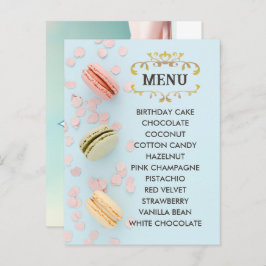 ブルーマカロンエレガントのメニュー葉書 ポストカード