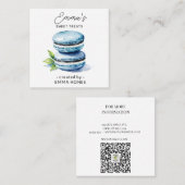 ブルーマカロンモダンウォーターカラーベーカリー スクエア名刺 (正面/裏面)