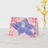 ブルーマグノリアフラワーヴィンテージスタイルノートカード カード (黄色い花)