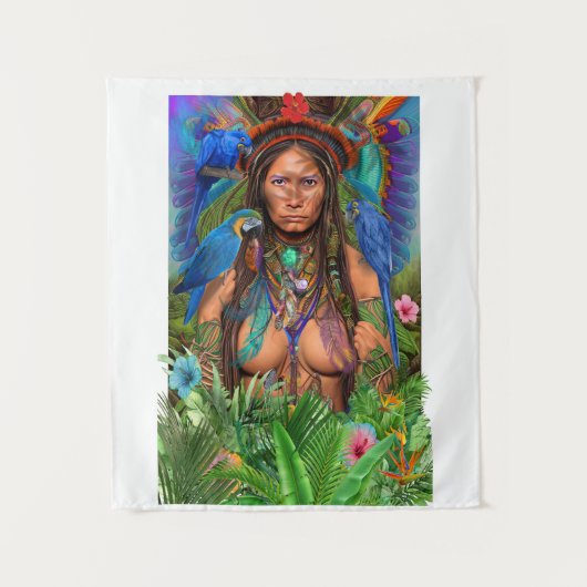 ブルーマコーハミングバードクイーン タペストリー (正面)