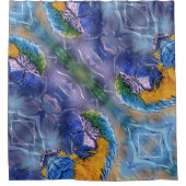 ブルーマコーパよくはしゃぐロッアートト シャワーカーテン (正面)