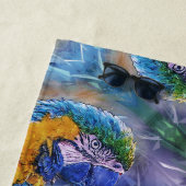 ブルーマコーパよくはしゃぐロッアートト ビーチタオル (インサイチュ)