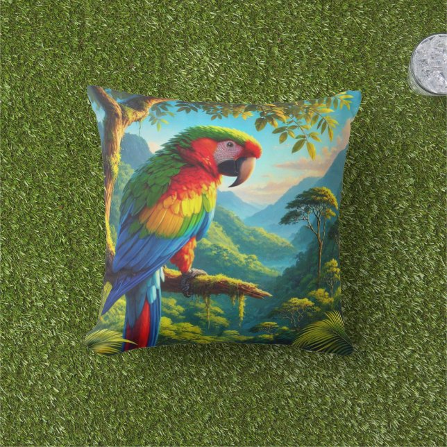 ブルーマコーパロットトロピカルアウトドア装飾用クッション アウトドアクッション (芝生)