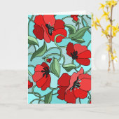 ブルーマザーズのデイカードに赤いケシ カード (黄色い花)