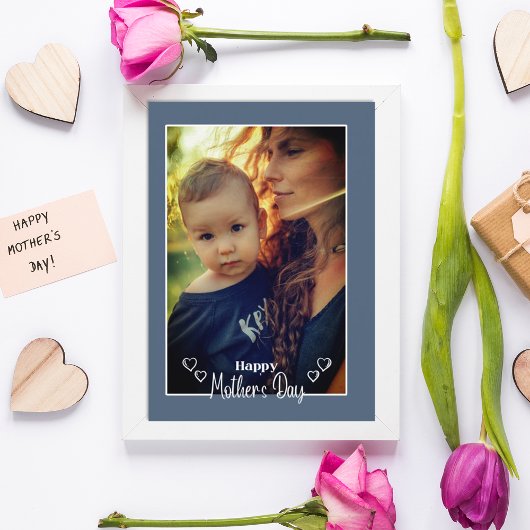 ブルーマザーズデイフォトホリデーズカード サンキューカード