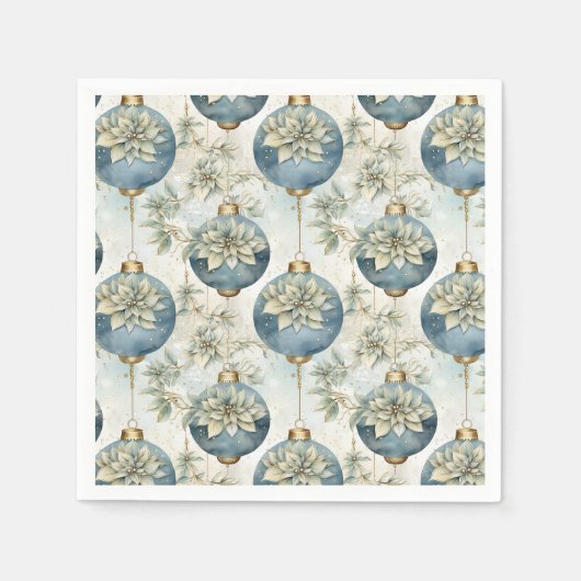 ブルーマジェスブルーエレガント金ゴールドクリスマスプレゼント スタンダードカクテルナプキン (正面)