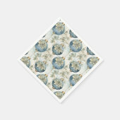 ブルーマジェスブルーエレガント金ゴールドクリスマスプレゼント スタンダードカクテルナプキン (角)