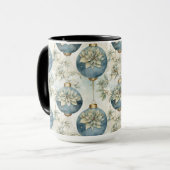 ブルーマジェスブルーエレガント金ゴールドクリスマスプレゼント マグカップ (正面左)