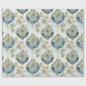 ブルーマジェスブルーエレガント金ゴールドクリスマスプレゼント ラッピングペーパー (フラット)