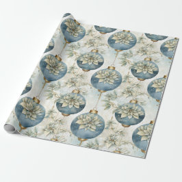 ブルーマジェスブルーエレガント金ゴールドクリスマスプレゼント ラッピングペーパー