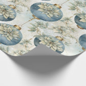 ブルーマジェスブルーエレガント金ゴールドクリスマスプレゼント ラッピングペーパー (角)