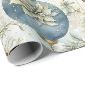 ブルーマジェスブルーエレガント金ゴールドクリスマスプレゼント ラッピングペーパー (ロールコーナー)