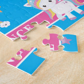 ブルーマジカルレインボーユニコーンパーソナライズされたキッズ ジグソーパズル (側面)