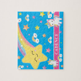 ブルーマジカルレインボーユニコーンパーソナライズされたキッズ ジグソーパズル