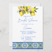 ブルーマジョリカタイルレモン地中海の 招待状 (正面)