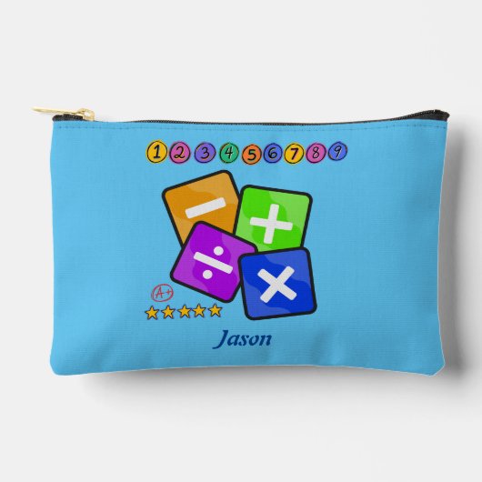 ブルーマスをテーマにした鉛筆とトイレタリー アクセサリーポーチ (正面)