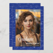 ブルーマスエレガントス大学のスクリプト写真卒業 案内状 (正面/裏面)