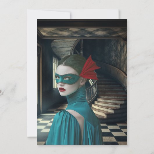 ブルーマスカレードデジタルアートグリーティングカード カード (正面)