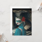 ブルーマスカレードデジタルアートグリーティングカード カード (正面/裏面インサイチュ)