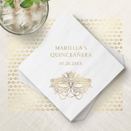 ブルーマスカレードマスクエレガントキンセアニェラ スタンダードカクテルナプキン