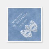 ブルーマスカレードマスクエレガントキンセアニェラ スタンダードカクテルナプキン (正面)