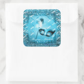 ブルーマスカレードマスクエレガントボールパーティー スクエアシール (バッグ)