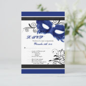 ブルーマスカレードマスクスウィート16 R.S.V.P.カード 出欠カード (スタンド正面)