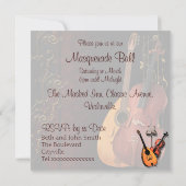 ブルーマスクミュージカル楽器マスカレードボールInv 招待状 (裏面)