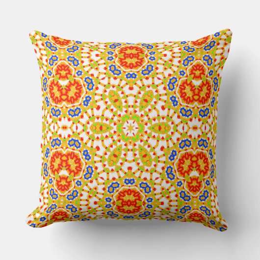 ブルーマスタードオレンジ屋外-屋内M L クッション (正面)