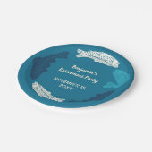 ブルーマスパーソナライズされたフィッシュリタイアメントパーティー ペーパープレート (アングル)