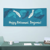 ブルーマスパーソナライズされたフィッシュリタイアメントパーティー 横断幕 (トレードショー)