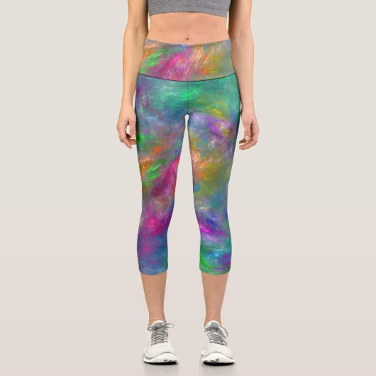 ブルーマゼンタグリーンバイオレットオレンジ抽出 カプリレギンス (正面)