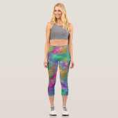 ブルーマゼンタグリーンバイオレットオレンジ抽出 カプリレギンス (正面)