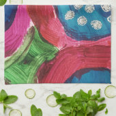 ブルーマゼンタ抽象芸術プリントキッチンタオル キッチンタオル (折り畳み)