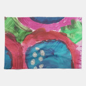 ブルーマゼンタ抽象芸術プリントキッチンタオル キッチンタオル (横)