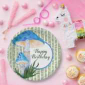 ブルーマッシュルームオン《植物》アスペン誕生日 ペーパープレート (パーティー)