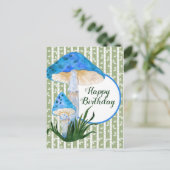 ブルーマッシュルームオン《植物》アスペン誕生日 ポストカード (スタンド正面)