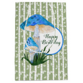 ブルーマッシュルームオン《植物》アスペン誕生日 ミディアムペーパーバッグ (正面)