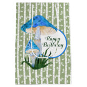 ブルーマッシュルームオン《植物》アスペン誕生日 ミディアムペーパーバッグ (裏面)