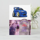 ブルーマッスルカースピードカートゥーン-背景色を選択 招待状 (スタンド正面)