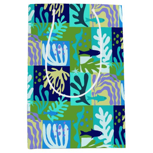 ブルーマティス紙切り出しインスパイア海ライフ ミディアムペーパーバッグ (正面)