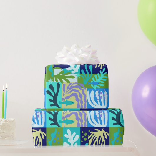 ブルーマティス紙切り出しインスパイア海ライフ ラッピングペーパー (パーティーギフト)