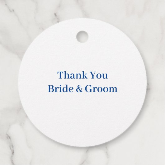 ブルーマティーイブックアイカスタムウェディングメッセージカード フェイバータグ (裏面)