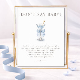 ブルーマティーニベイビーシャワーゲーム サイン Don't Say Baby