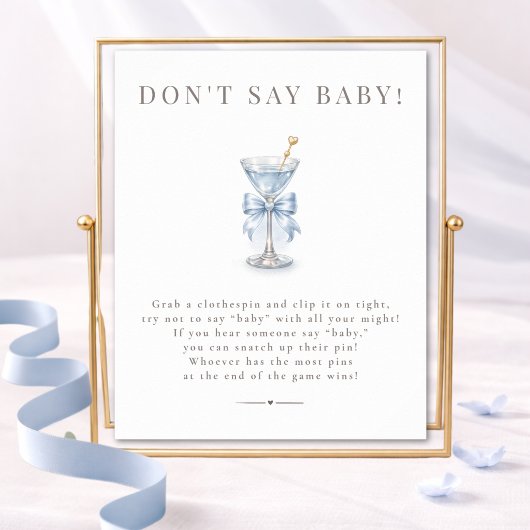 ブルーマティーニベイビーシャワーゲーム サイン Don't Say Baby