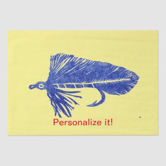 ブルーマトゥカストリーマー、フライ結び、フライ釣りアート 薄葉紙 (正面)