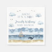 ブルーマネ航海のリーセーラー男の赤ちゃんシャワー スタンダードカクテルナプキン (正面)