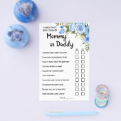 ブルーママかパパの彼は彼女はバイリンガルゲームカードを言った チラシ (シングル)